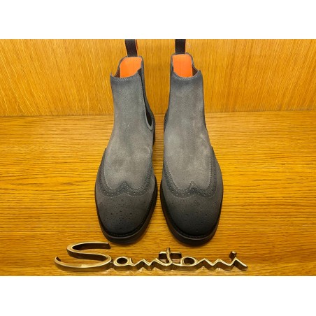 BOTTINE CHELSEA EN DAIM GRIS PATINE SEMELLE CUIR GOMME 18187-G76