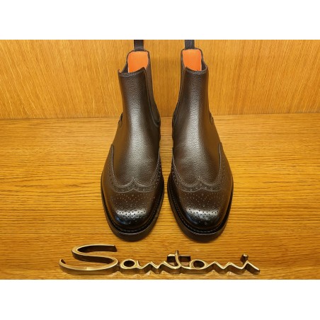 BOTTINE CHELSEA EN CUIR GRAINE PATINE MARRON SEMELLE CUIR GOMME 18187-T50
