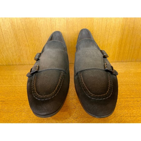 MOCASSIN DOUBLE BOUCLE EN DAIM MARRON FONCE 18003-T44